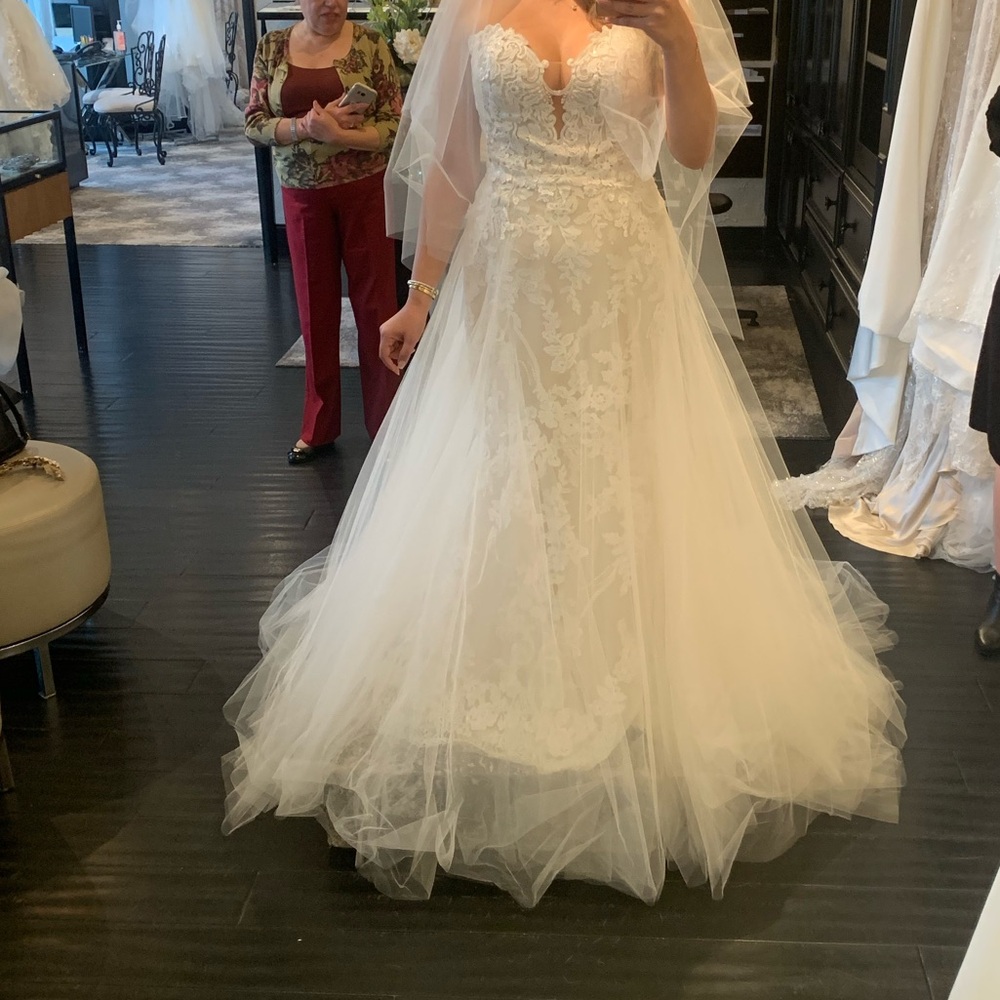 Pronovias Wedding Dress with Veil and Tulle shirt cover. New-tags attached. - Picture 13 of 15